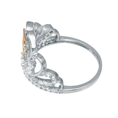 925 Sterling Silver Two-Tone CZ Quinceanera Tiara Ring