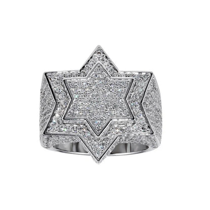 925 Sterling Silver Rhodium Plated Star CZ Ring
