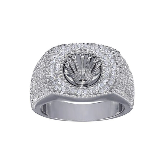 925 Sterling Silver Rhodium Plated Crown CZ Ring