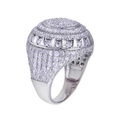 925 Sterling Silver Rhodium Plated Dome CZ Hip Hop Ring