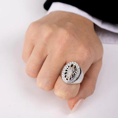 925 Sterling Silver Rhodium Plated Saint Jude CZ Ring