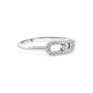 925 Sterling Silver Rhodium Plated Moissanite or CZ Oval Fidgeting 1.8mm Ring