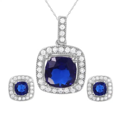 925 Sterling Silver Rhodium Plated Square Birthstone CZ Set
