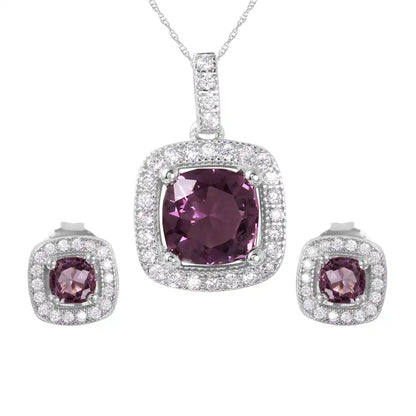 925 Sterling Silver Rhodium Plated Square Birthstone CZ Set