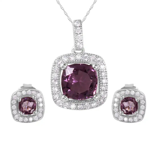 925 Sterling Silver Rhodium Plated Square Birthstone CZ Set