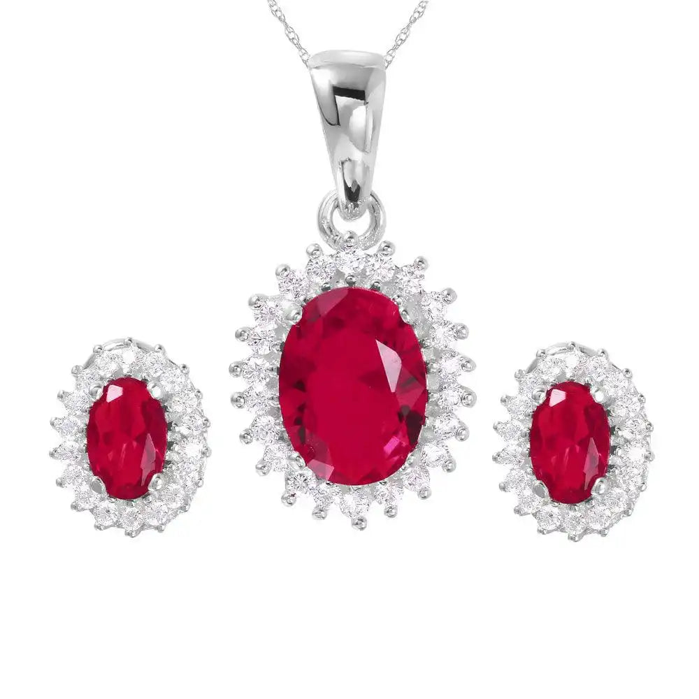 925 Sterling Silver Rhodium Plated Radial Birthstone CZ Set