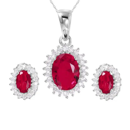 925 Sterling Silver Rhodium Plated Radial Birthstone CZ Set