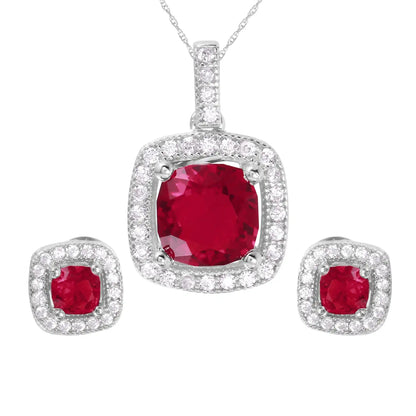 925 Sterling Silver Rhodium Plated Square Birthstone CZ Set