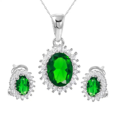 925 Sterling Silver Rhodium Plated Radial Birthstone CZ Set
