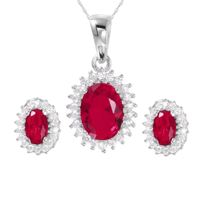925 Sterling Silver Rhodium Plated Radial Birthstone CZ Set