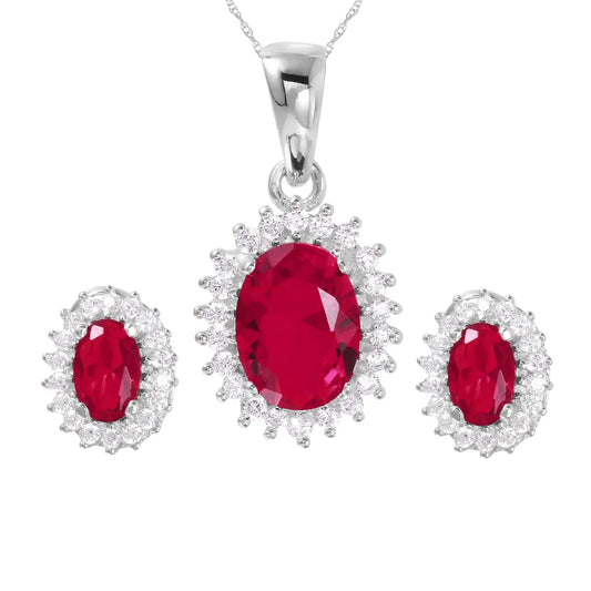 925 Sterling Silver Rhodium Plated Radial Birthstone CZ Set