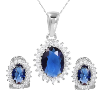 925 Sterling Silver Rhodium Plated Radial Birthstone CZ Set