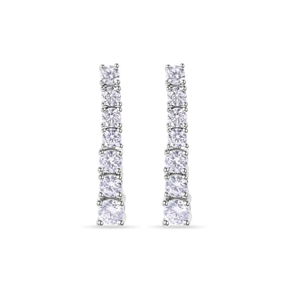 925 Sterling Silver Rhodium Plated Clear CZ Tennis 2.6mm Necklace Bracelet and Climbing Earring Set