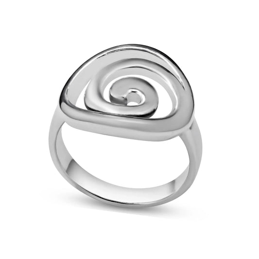925 Sterling Silver High Polished Swirly Ring