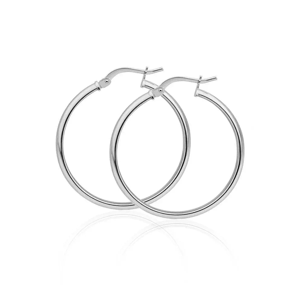 925 Sterling Silver High Polished Hoop Earrings 3mm