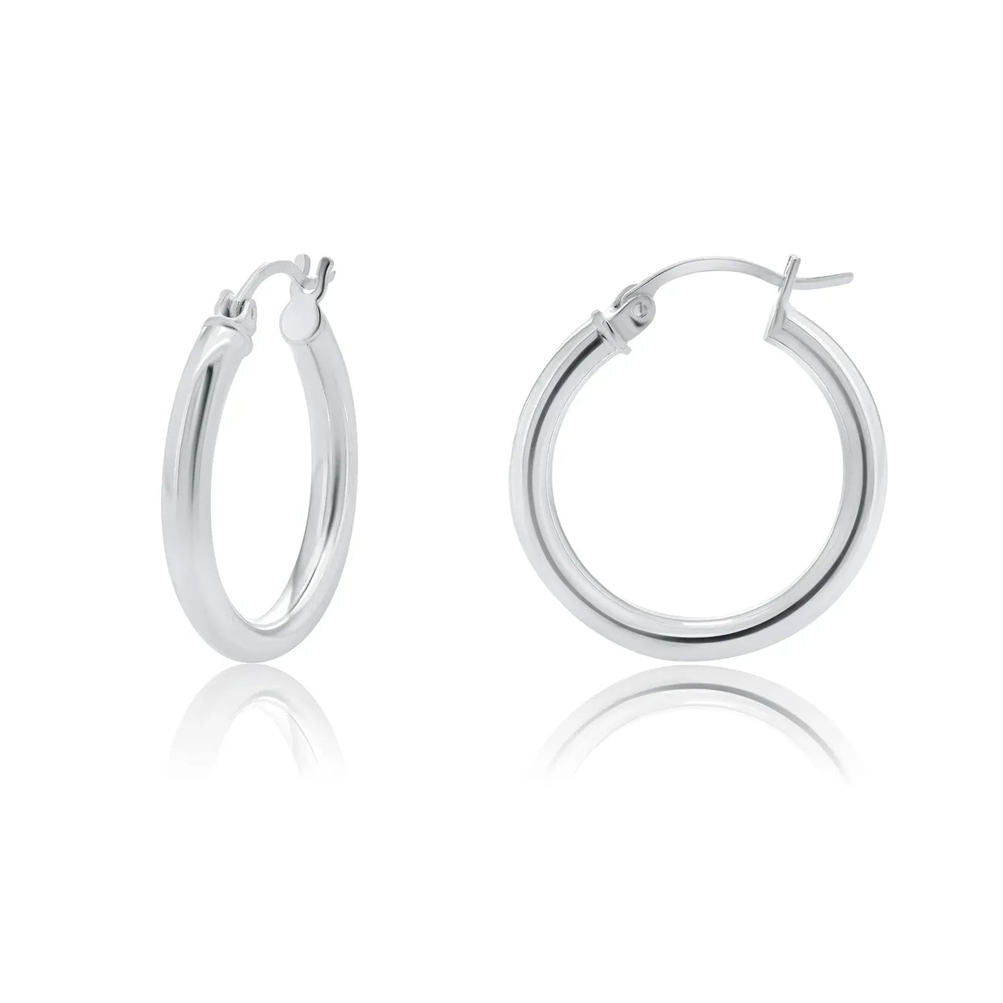 925 Sterling Silver High Polished Hoop Earrings 3mm