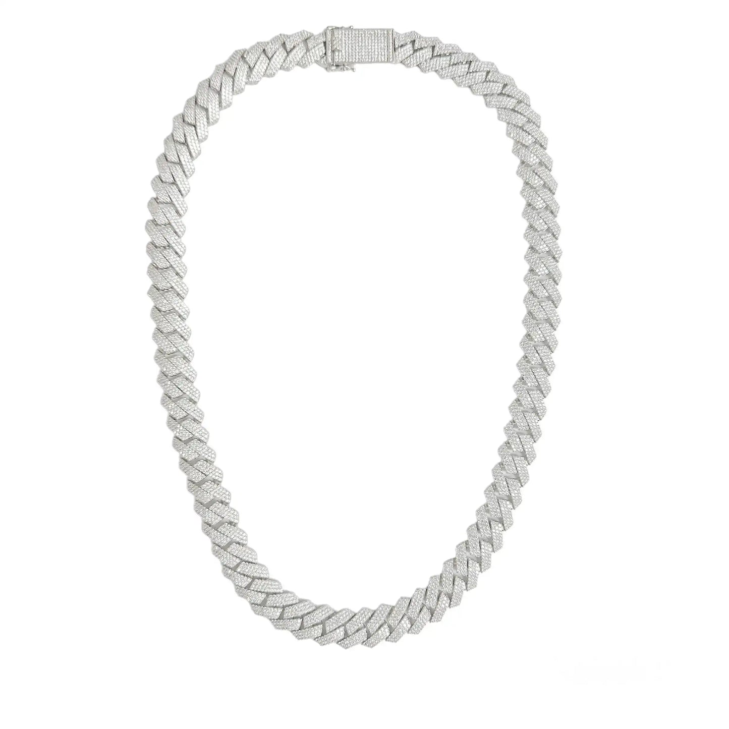 925 Sterling Silver Rhodium Plated CZ Encrusted Miami Cuban Link 23mm Chain