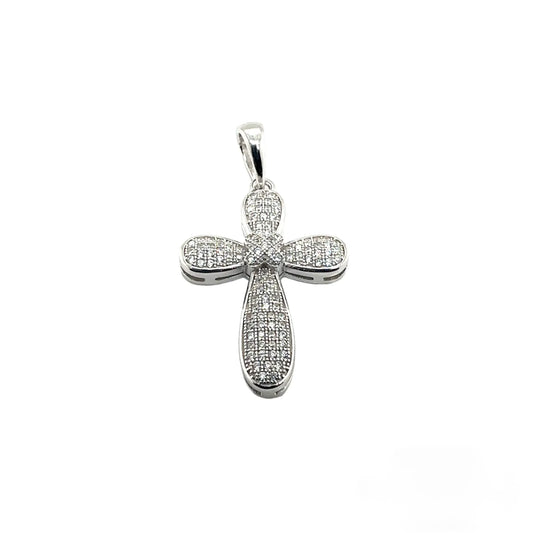 925 Sterling Silver Rhodium Plated CZ Cross Hip Hop Pendant