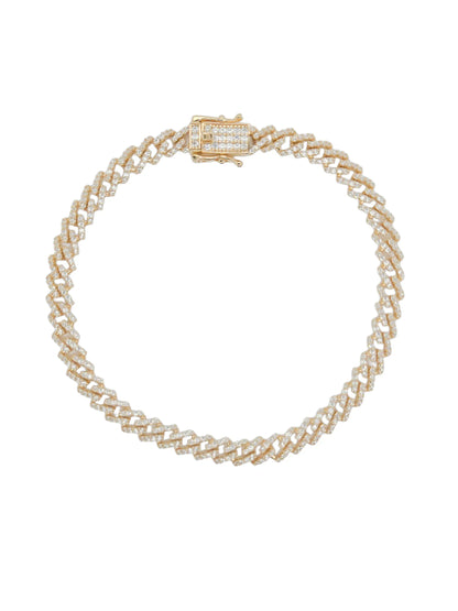 925 Sterling Silver Gold Plated  5.5mm CZ Encrusted Monaco Chain or Bracelet