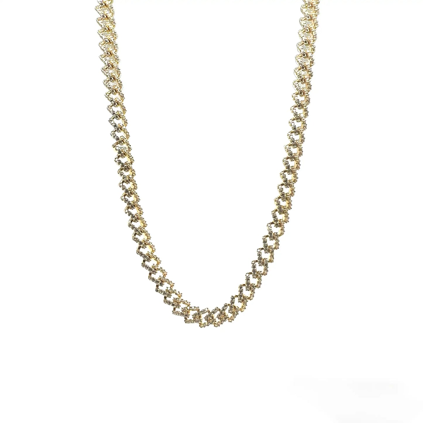 925 Sterling Silver Gold Plated 6.6mm CZ Encrusted Monaco Chain or Bracelet