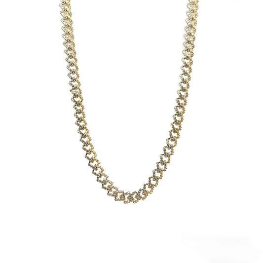 925 Sterling Silver Gold Plated 6.6mm CZ Encrusted Monaco Chain or Bracelet