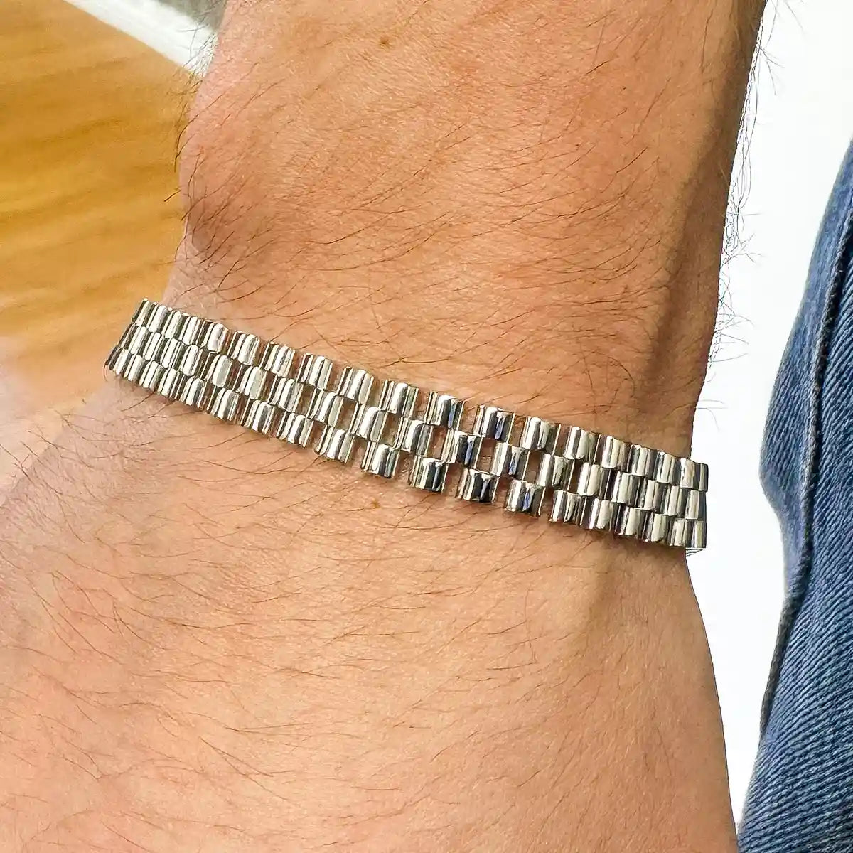 925 Sterling Silver Rhodium Plated Watch Band Style 9.1mm Bracelet
