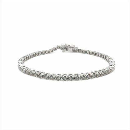 925 Sterling Silver Rhodium Plated Round Moissanite 2.25mm Tennis Bracelet