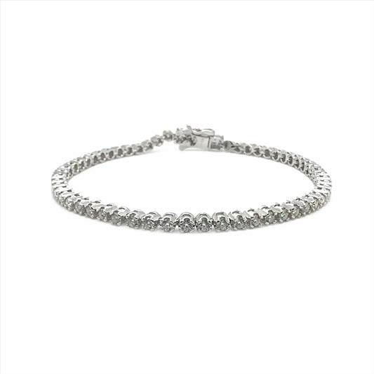 925 Sterling Silver Rhodium Plated Round Moissanite 2.25mm Tennis Bracelet