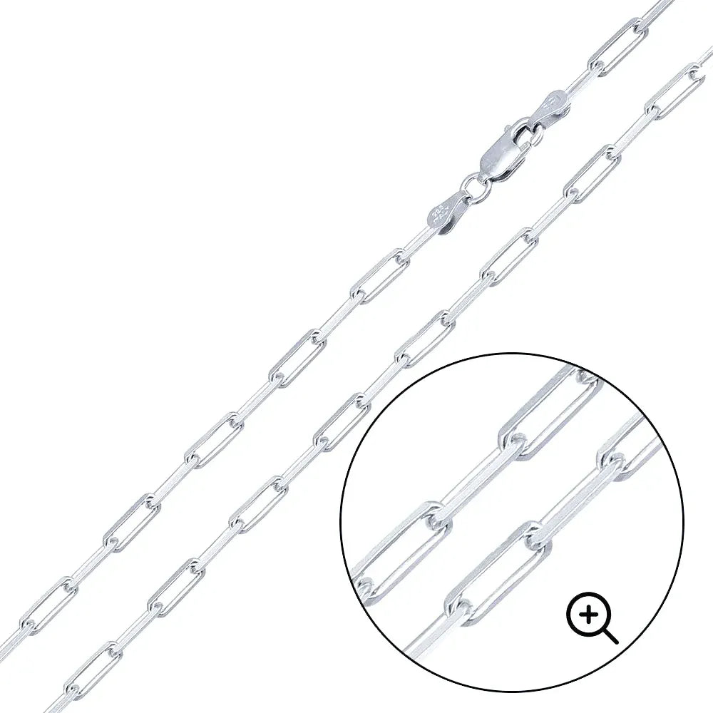 925 Sterling Silver Flat Edge Paperclip Chain or Bracelet