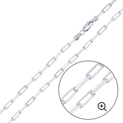925 Sterling Silver Flat Edge Paperclip Chain or Bracelet
