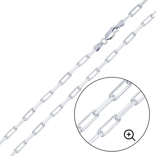 925 Sterling Silver Diamond Cut Paperclip Link 100 2.9mm Chain