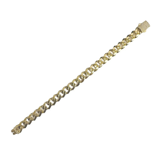 925 Sterling Silver Gold Plated Miami Cuban Hollow Link Bracelet 9.6mm