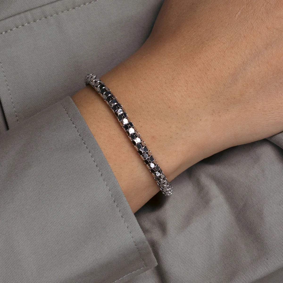 925 Silver Clearance - Rhodium Plated Coreana Italian Bracelet