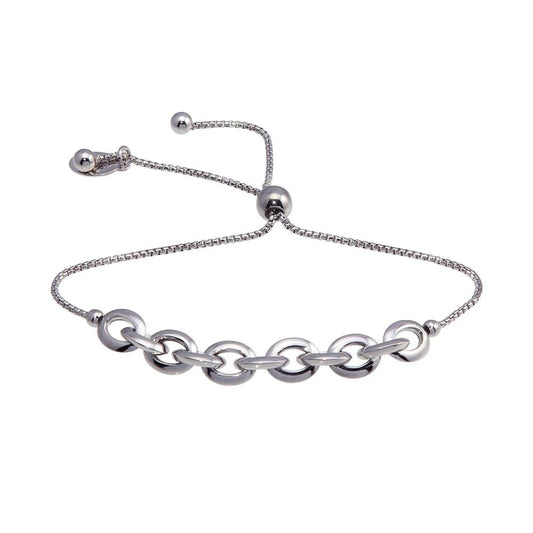 925 Sterling Silver  Rhodium Plated Link Lariat Bracelet