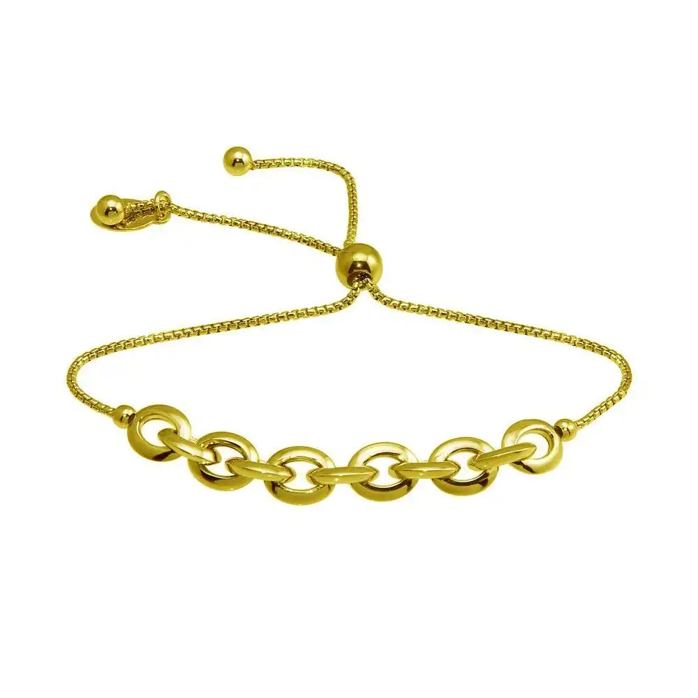 925 Sterling Silver Gold Plated Link Lariat Bracelet