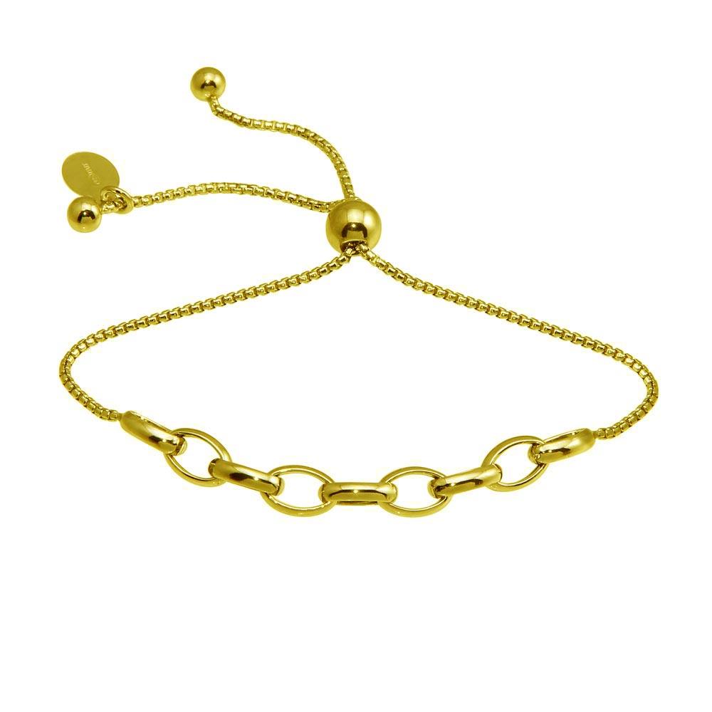 925 Sterling Silver Gold Plated Link Lariat Bracelet