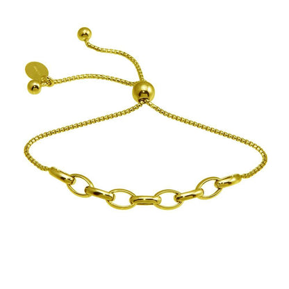 925 Sterling Silver Gold Plated Link Lariat Bracelet