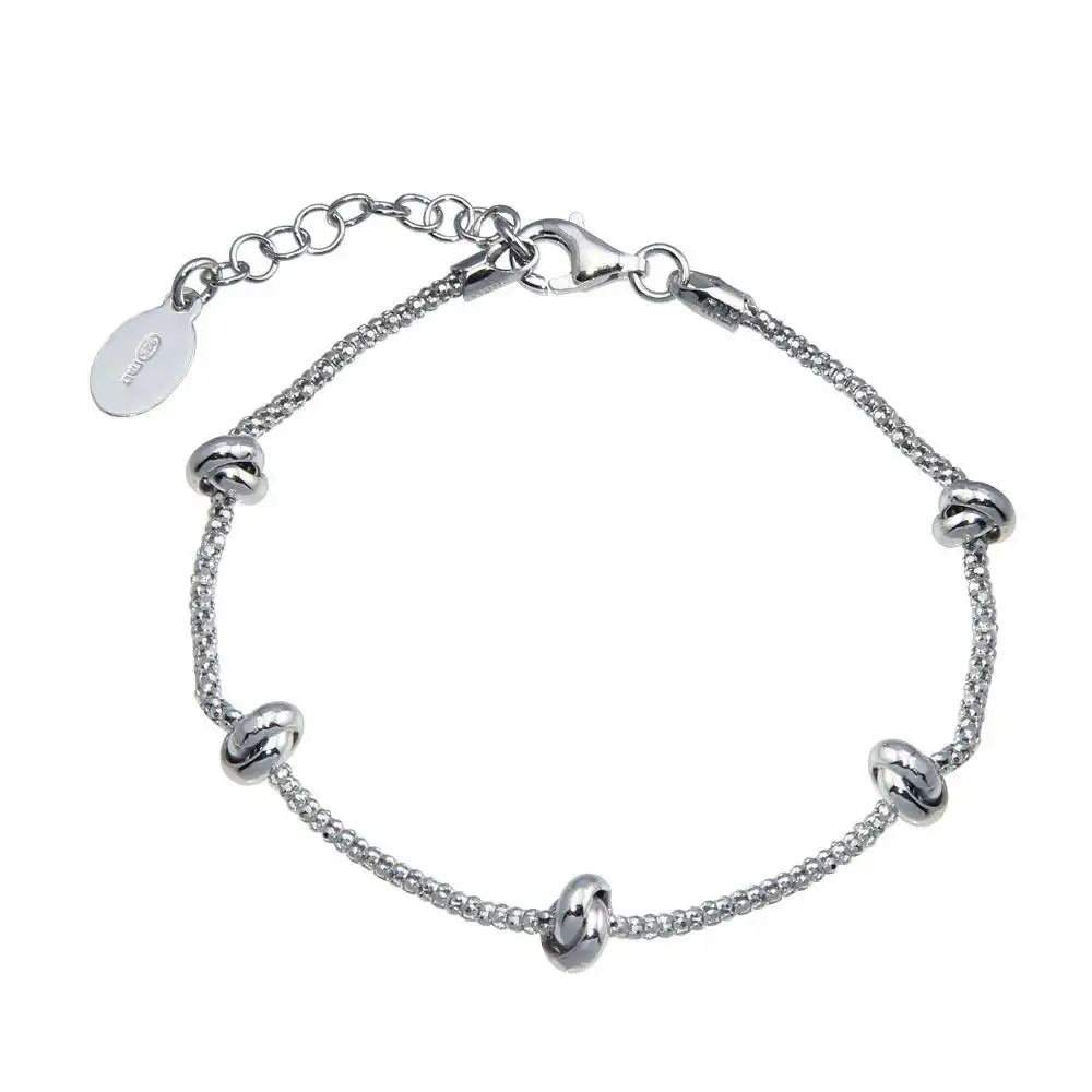 925 Sterling Silver Rhodium Plated 5 Knotted Coreana Chain Bracelet