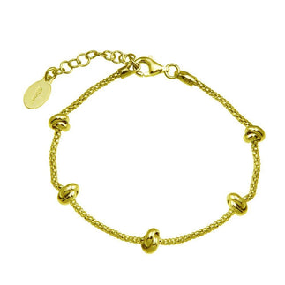 925 Sterling Silver Gold Plated 5 Knotted Coreana Chain Bracelet