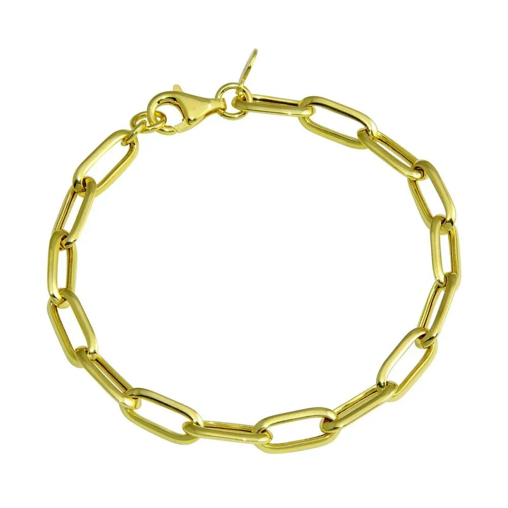 925 Sterling Silver Gold Plated Paperclip Chain Bracelet