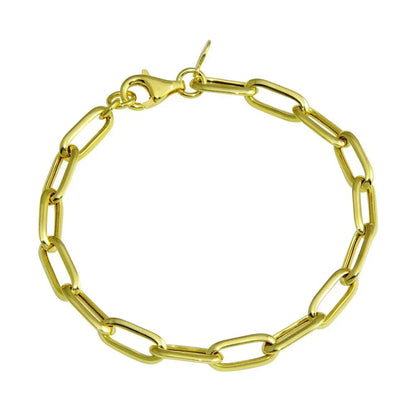 925 Sterling Silver Gold Plated Paperclip Chain Bracelet