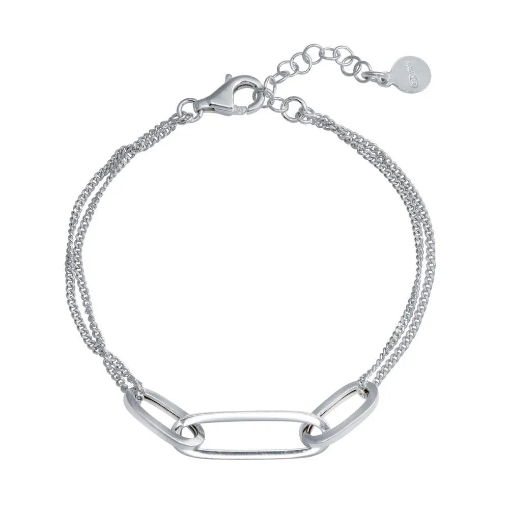 925 Sterling Silver Rhodium Plated Paperclip Design Chain Bracelet