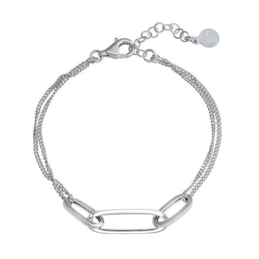 925 Sterling Silver Rhodium Plated Paperclip Design Chain Bracelet