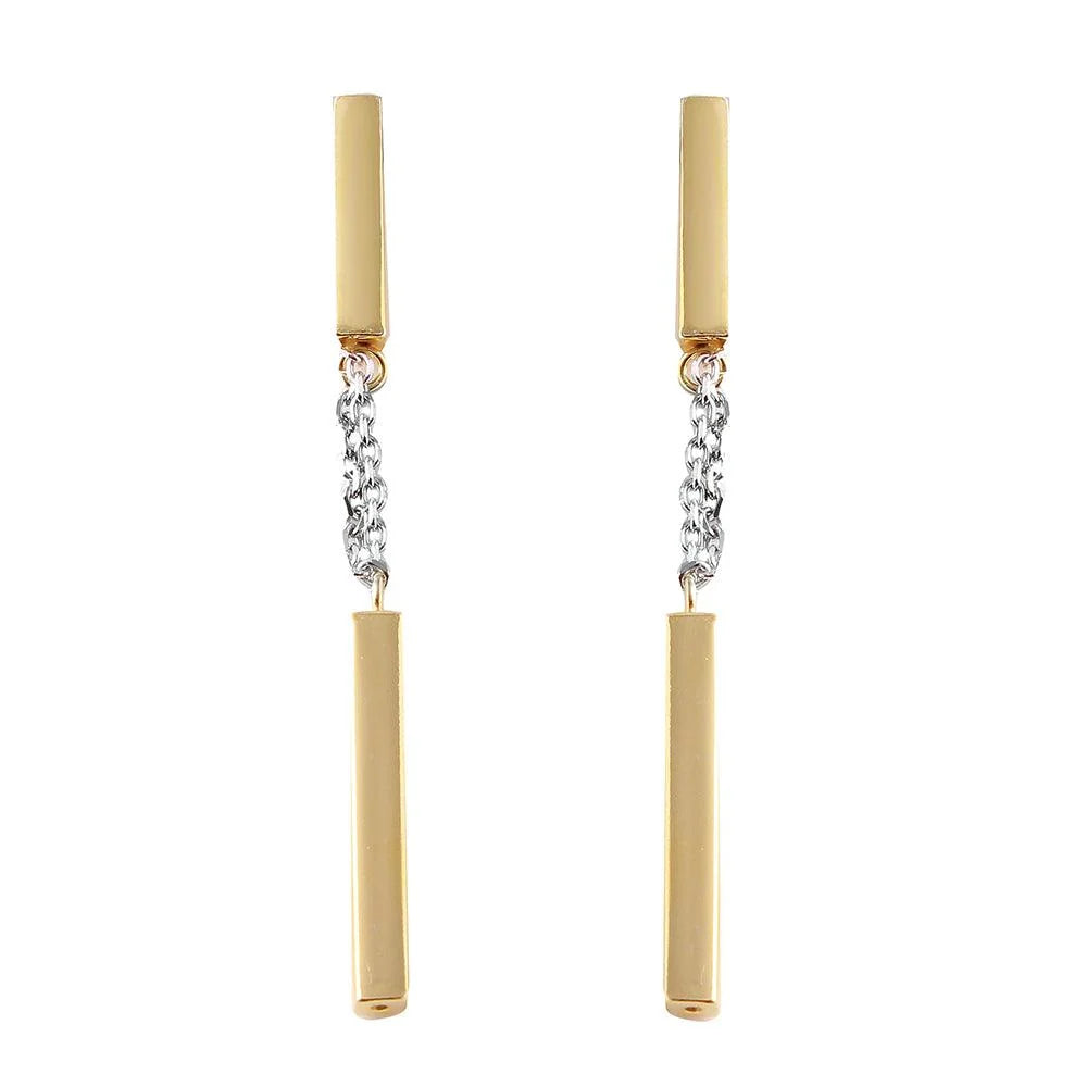 925 Silver Gold Plated Danging Bar Earrings