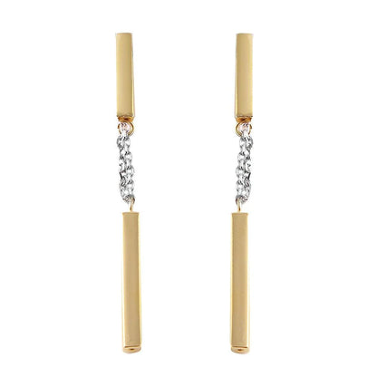 925 Silver Gold Plated Danging Bar Earrings