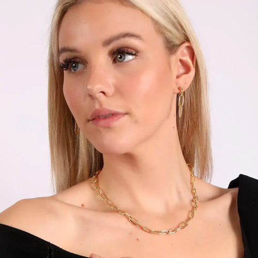 925 Sterling Silver Gold Plated Paperclip Chain Necklace
