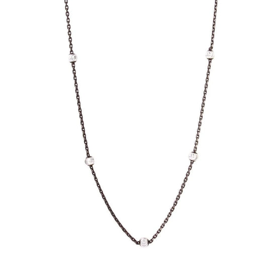 925 Silver Diamond Cut Beaded Two-Tone Black Rhodium Plated Italian Necklace