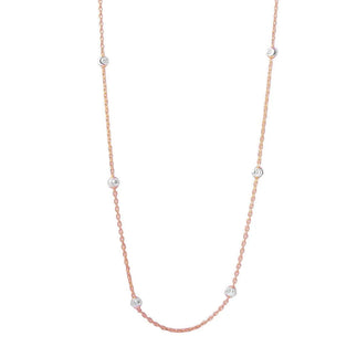 925 Silver Diamond Cut Beaded Two-Tone Rose Gold Plated Italian Necklace