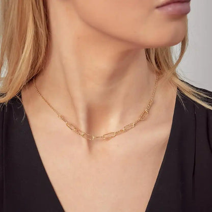 925 Sterling Silver Gold Plated Diamond Cut Link Chain Necklace