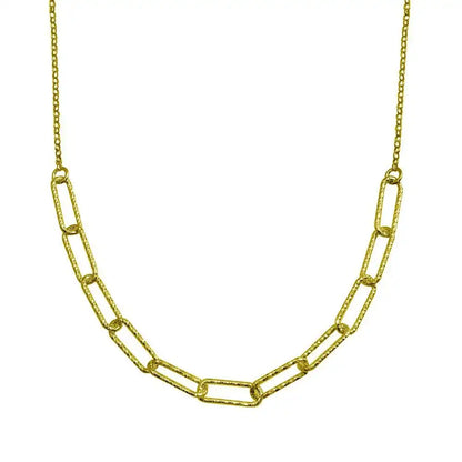 925 Sterling Silver Gold Plated Diamond Cut Link Chain Necklace